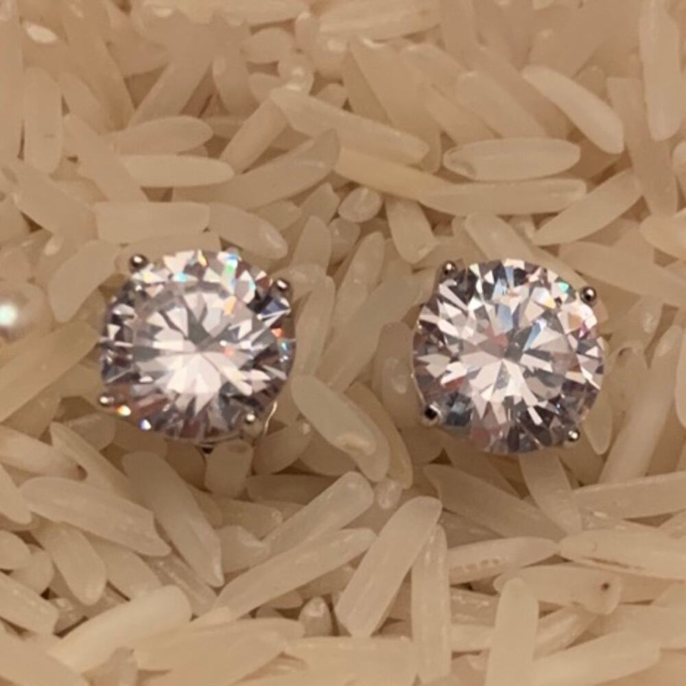 Sterling Silver and CZ Stud Earrings